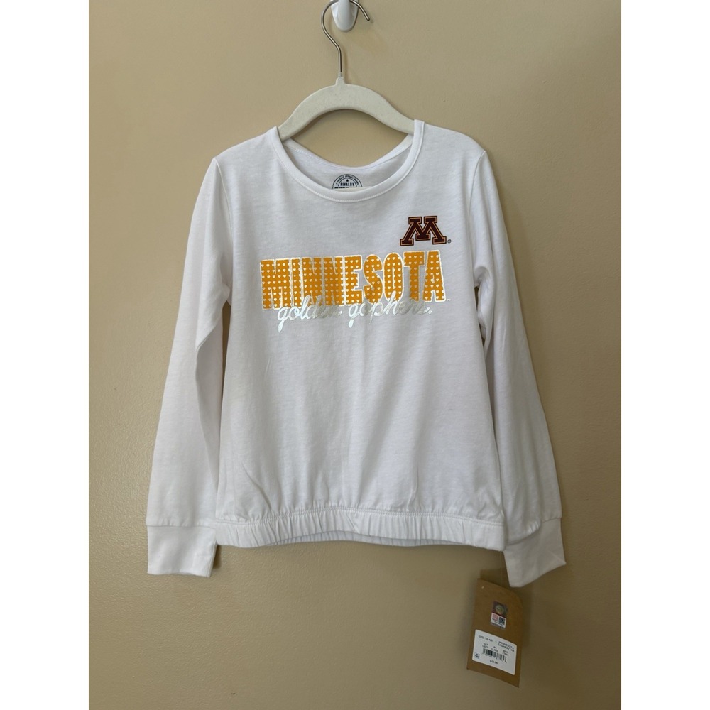 Rivalry Threads Girl's White Long Sleeve Minnesota Golden Gophers Top Sz M NWT
